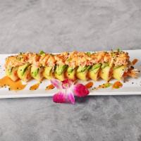 Daniela Roll · Tuna mix, cream cheese, shrimp, fried plaintain and scallion with avocado and strawberry on ...
