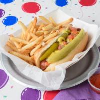 Hotdog · Sausage served on a bun. 