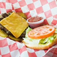 1/3 lb. Cheeseburger · Includes ketchup, pickles, onions, lettuce, tomato and mayo.