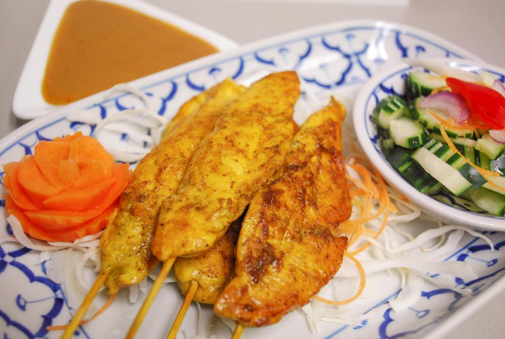 A1.  Grilled Satay · Skewers of grilled chicken, pork, tofu or beef served with peanut sauce and a cucumber salad.