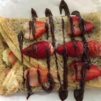 Fruity Nut Crepe · Nutella with strawberries or banana or strawberry and banana.