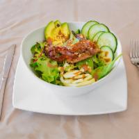 La Saporita Salad · Mixed greens salad with avocado, bacon, fennel, cucumber, walnuts, served with Italian dress...