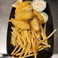 Perch Dinner w Fries · Lightly breaded lake perch served with your choice of pasta or french fries, and our homemad...