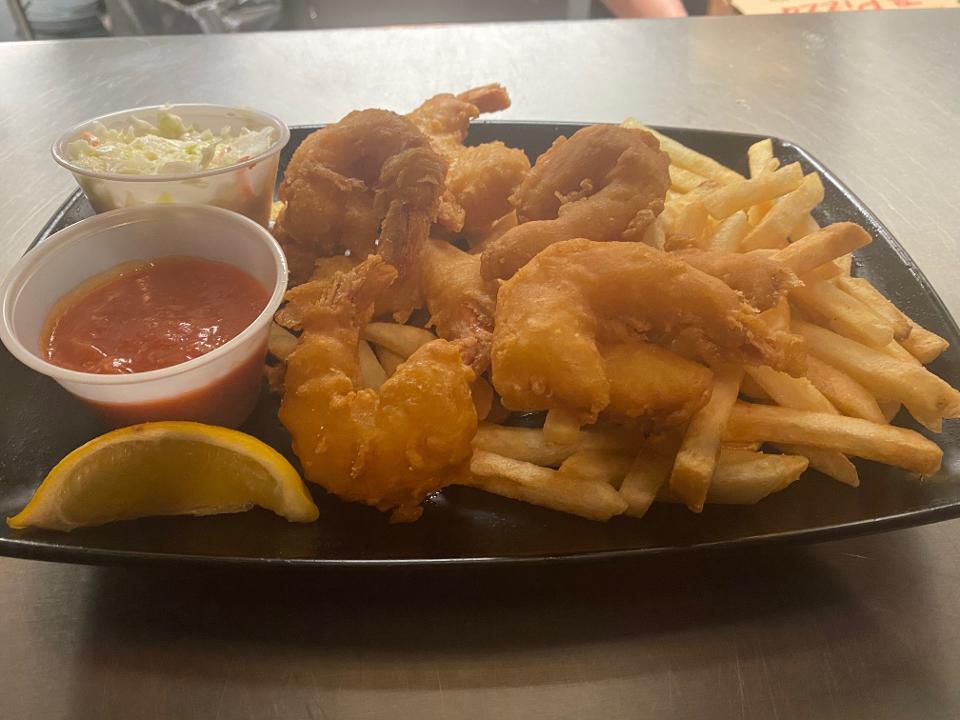 Fried Shrimp Dinner · Our Jumbo 8 piece fried shrimp served with Fries, and coleslaw.