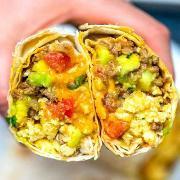 Sausage Burrito · 14’’ flour tortilla stuffed with eggs, cheese, potatoes and ground sausage