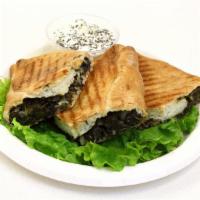 Spinach Pie · Spinach, onion, lemon juice and olive oil. Served with cucumber sauce.