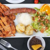 El Campesino · Grilled pork loin cut center or grilled boneless thigh with chorizo, egg, grilled potatoes, ...