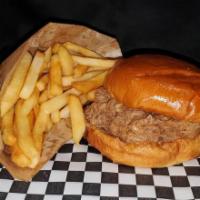 BBQ Pulled Pork Sandwich Combo · Our BBQ Pulled Pork Sandwich, served with a side of coleslaw, and your choice of fries or to...