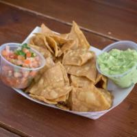 Chips, Salsa, and Guacamole · House specialty. Made from scratch chips, guacamole, and pico de gallo.