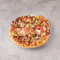 Valley Meal Buster Pizza · Pepperoni, sausage, beef, turkey ham, onions, mushrooms, green peppers, black olives, hot pe...