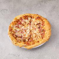 Valley BBQ Chicken Pizza · BBQ sauce, chicken, turkey, ham, red onions and choice of crust.