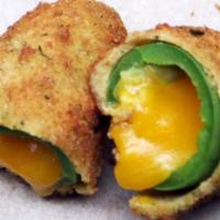Jalapeno Poppers · Golden-fried jalapeno and cheese.