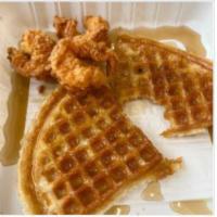 Chicken & Waffle - 3 Wings · 3 pieces crispy whole chicken wings & our classic buttermilk waffle. 