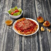 Spaghetti with Marinara Sauce · Spaghetti with our homemade marinara sauce. Include with house salad and garlic rolls. Enjoy...