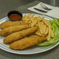 4 Piece Chicken Tenders · Served with choice of side.