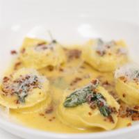 Bacon Fest Winner Agnolotti · 2018 People's Choice Bacon Fest Winner: Homemade agnolotti pasta stuffed with ricotta, parme...