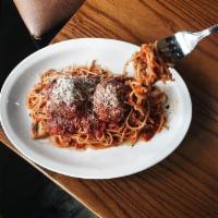 Spaghetti with Meatballs · Spaghetti with our hand-rolled meatballs in marinara sauce with whipped ricotta and Pecorino...