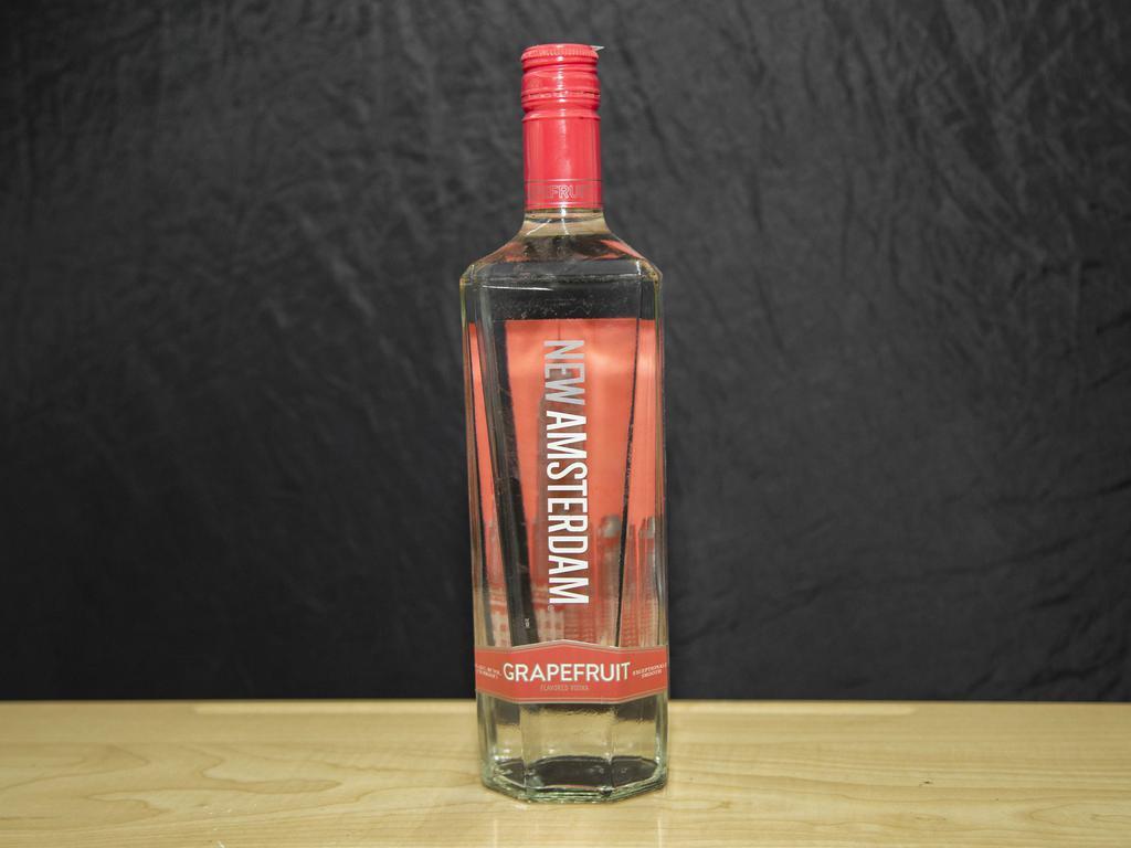New Amsterdam Grapefruit Flavored, 750 ml. Vodka (35.0% ABV) · New Amsterdam Vodka is 5 times distilled and 3 times filtered to deliver a clean crisp taste. New Amsterdam flavors are crafted using our award-winning original 80-proof vodka. This apple vodka is refreshing and crisp with bright apple flavors. Must be 21 to purchase.