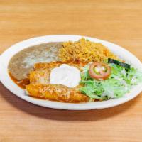 Kids Cheese Enchilada · One cheese enchilada with rice & beans