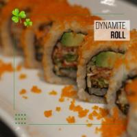 Dynamite Roll · Raw. Chopped crab stick mixed with japanese mayo, avocado and masago.