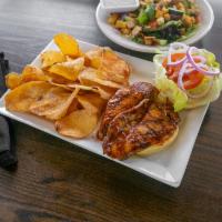 Spicy Chicken Sandwich · Spicy! Grilled breast of chicken marinated in sriracha, tabasco and house-blend spices and c...