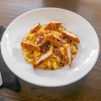 Galway Bay · House-cured bacon, and scallions in a rich creamy cheese sauce with cavatappi pasta. Vegetar...