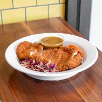 Chicken Katsu Rice Bowl · Chicken breast breaded with our house spice blend and panko then fried to perfection. Served...