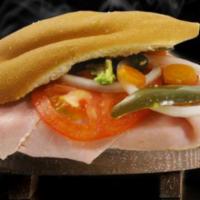 Torta De Jamon · Mexican hen sandwich. Made with Mexican bread beans, mayonnaise, lettuce, cheese, tomato, ja...