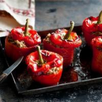 Stuffed Peppers · Served with mashed potatoes.