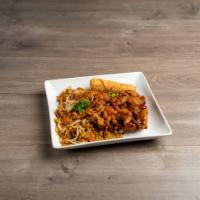 C20. General Tso's Chicken Dinner Platter · Served with egg roll and pork fried rice. Hot and spicy.