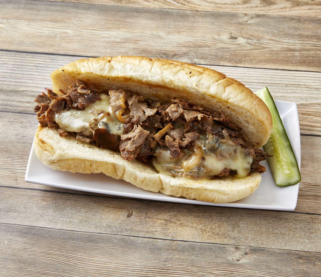 BB Famous Cheesesteak · Ribeye steak, melted provolone cheese, grilled onions and mushrooms.