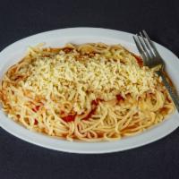 Napolitano Spaghetti · Delicious mozzarella cheese.