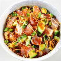 Albacore Lover Bowl · Albacore, spicy albacore, avocado, cucumber, jalapeno, crispy onion, eel sauce, ponzu yuzu a...