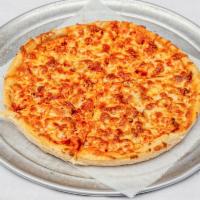 Buffalo Chicken Pizza · Fresh breaded tenders on a Buffalo base. Small comes with 1 blue cheese, large comes with 2.