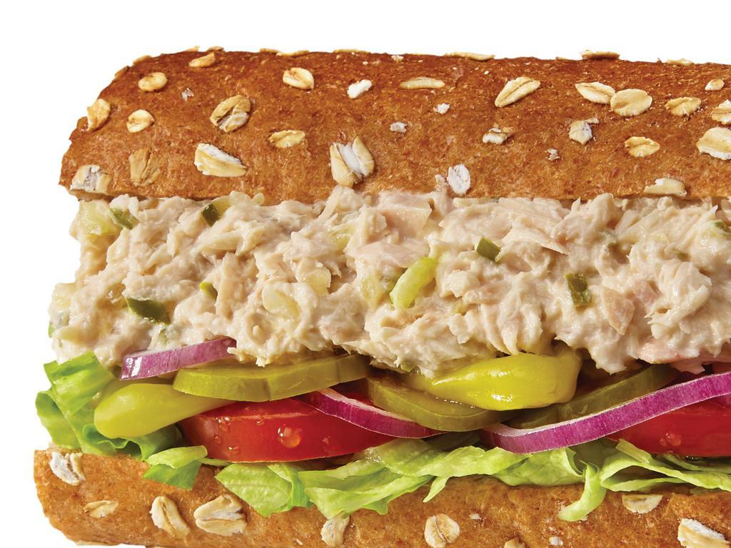 #20 Albacore Tuna Sandwich · Premium tuna, relish, and mayo, served Togo's Style (lettuce, tomatoes, onions, pickles, and pepperoncinis).