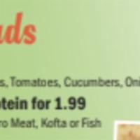 TRB Salad from Mailer - With Kofta · Salad from mailer menu @ 6.99 
(can add meat for 1.99)