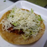 Chorizo Taco · Mexican sausage, lettuce, cheese.