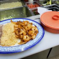 Shrimp Fajitas · Rice, beans, guacamole, tortillas