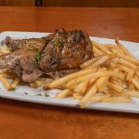 Greek Chicken Oregano · Roasted Marinated Bone-In Half Chicken Served with Marx Fries