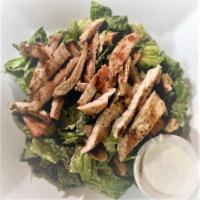 Classic Caesar Salad [Pictured: Caesar Chicken] · Hearts of Romaine Lettuce with Parmesan Cheese, Garlic Herb Croutons, and Caesar Dressing [P...