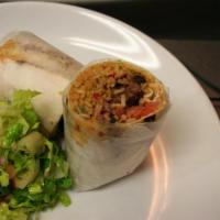 Skirt Steak Burrito · Skirt Steak, rice, pico degallo 