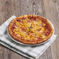 Hawaiian Specialty Pizza · Juicy pineapple, thin sliced ham and shredded cheese with our famous Signas pizza sauce.