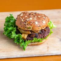 Mushroom Onion Burger · Quarter pound burger that’s pan-fried to perfection, topped with sauteed mushrooms, onions, ...