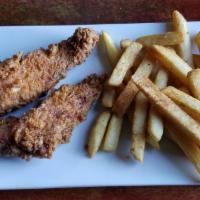 Kids' Chicken Tenders · 2 chicken tenders. Served with fries or tots. Substitute for a side of fresh fruit at an add...