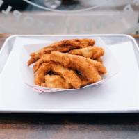 chicken strips · homemade, with choice of dipping sauce