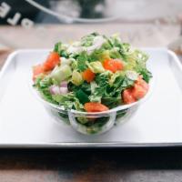 house salad · romaine, tomato, green pepper, red onion, cucumber and green olives