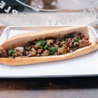 sausage, onions and peppers hero · 