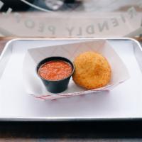 arancini (rice ball) · rissoto balls coated with bread crumbs and then fried