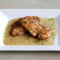 Chicken Francese Plate · Served in a white wine lemon butter.