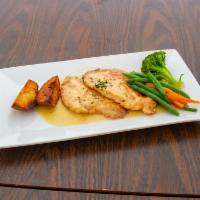 Chicken Francese · Lightly battered sauteed in a white wine lemon sauce.